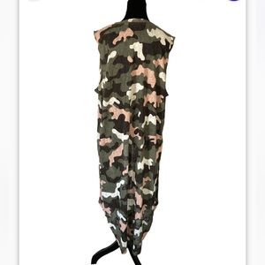 G by Giuliana Sleeveless Camo Kimono 2X, green/pink/ivory, Long Length